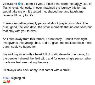 Virat Kohli Retirement